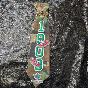 Camouflage Green 1908 Decorative Sorority Pink And Green Tie